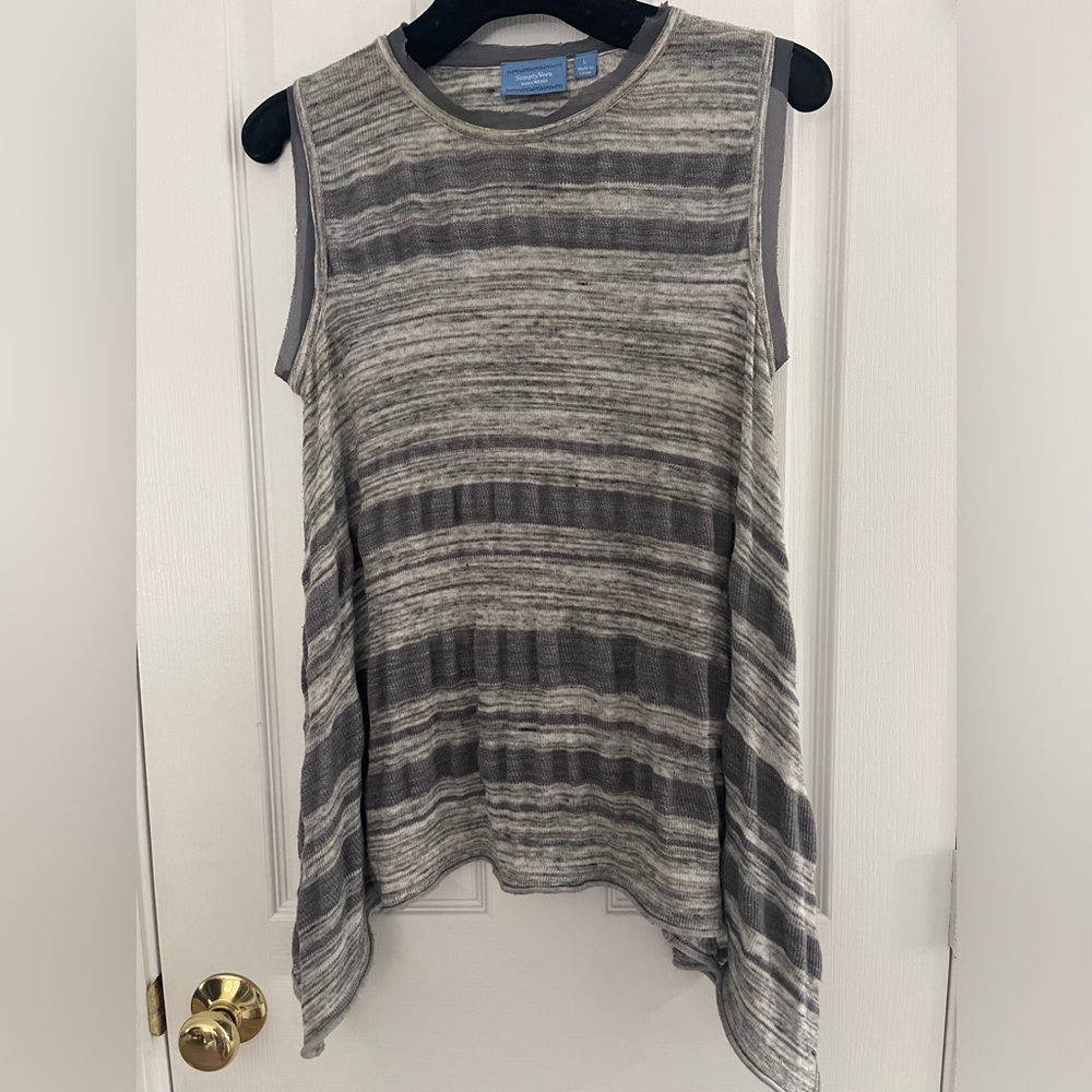 Simply Vera, Vera Wang Lovely Gray Tones Sleeveless Flowing Top Sz L NWOT